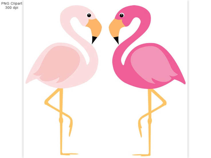Pink flamingo clipart a pair of pink birds digital clip art 