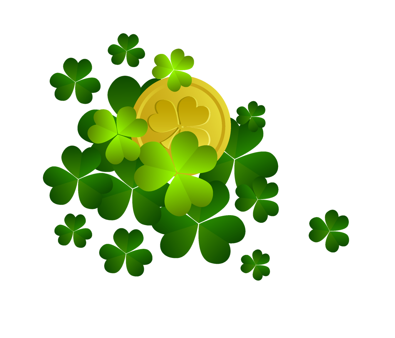 St Patricks Shamrocks with Coin Decor PNG Clipart | Gallery 