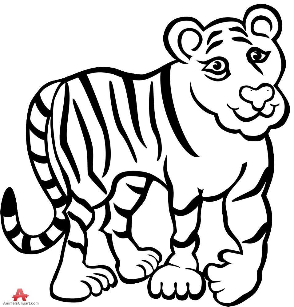 Tiger clipart in black and white free design download 