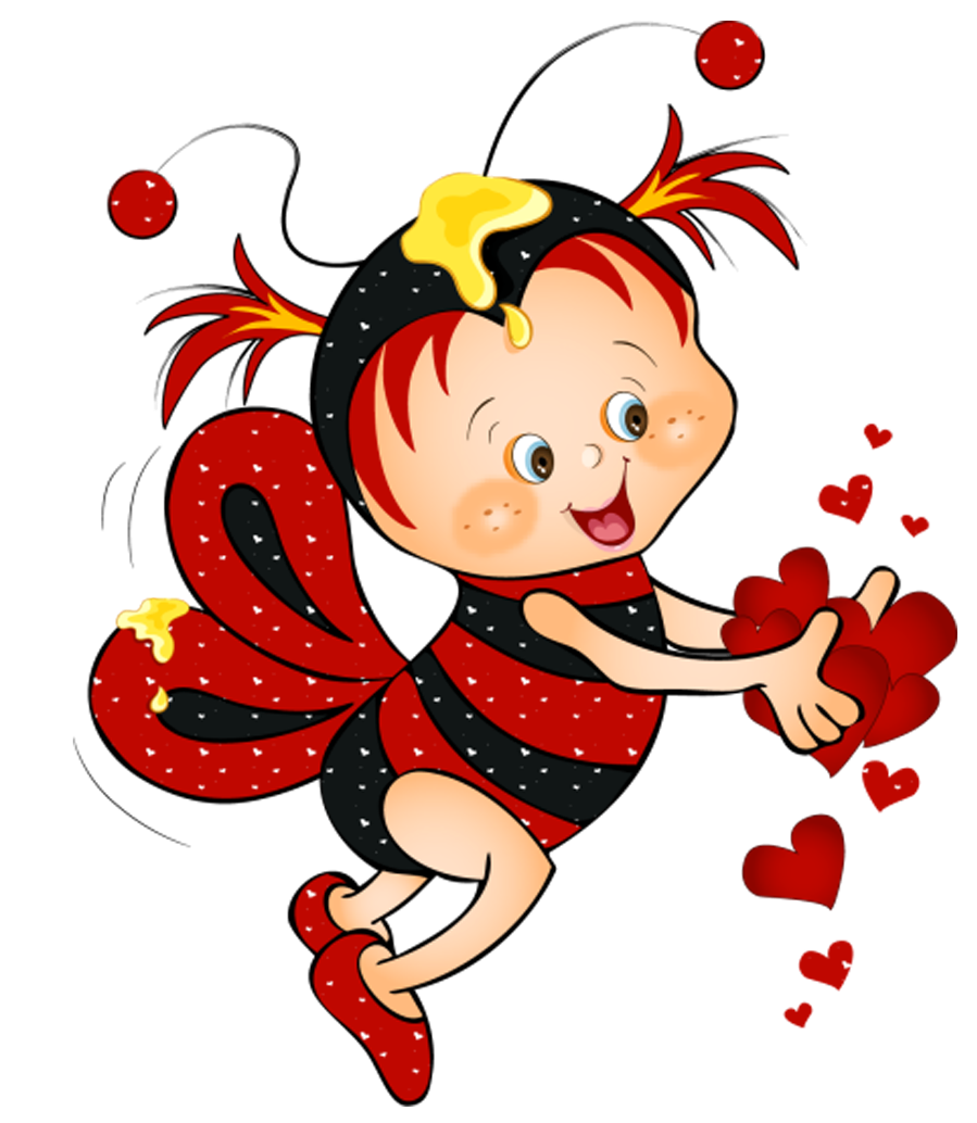 Valentine Red Bee with Hearts PNG Clipart Picture | Gallery 