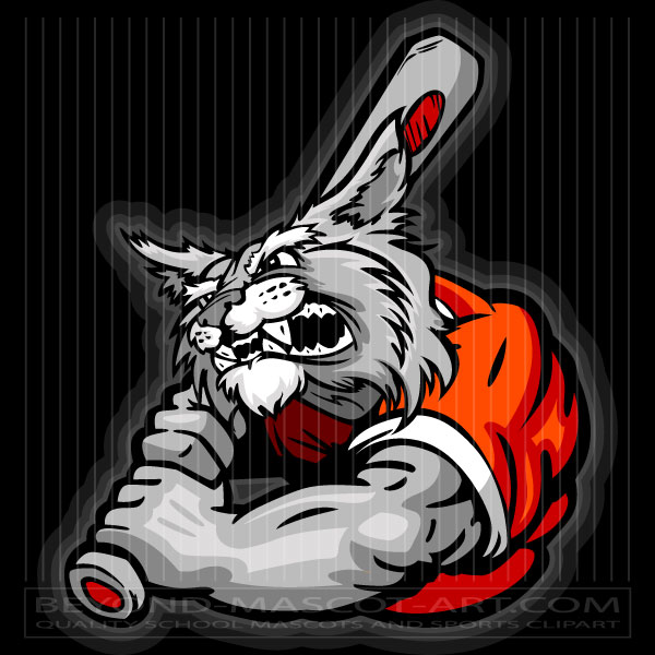 Wildcat Baseball Batter Cartoon Vector Baseball Image