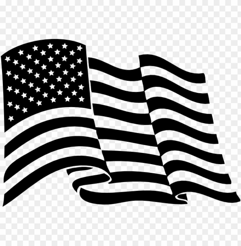 black and white american flag waving.