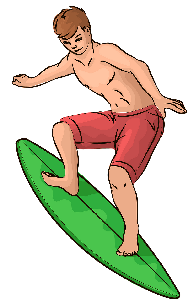 Boy surfing clipart. Free download. 