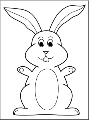 Clip Art: Cartoon Bunny 4 BW I abcteach | abcteach