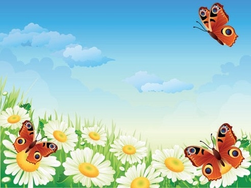 Butterflies and flowers clipart free vector download 
