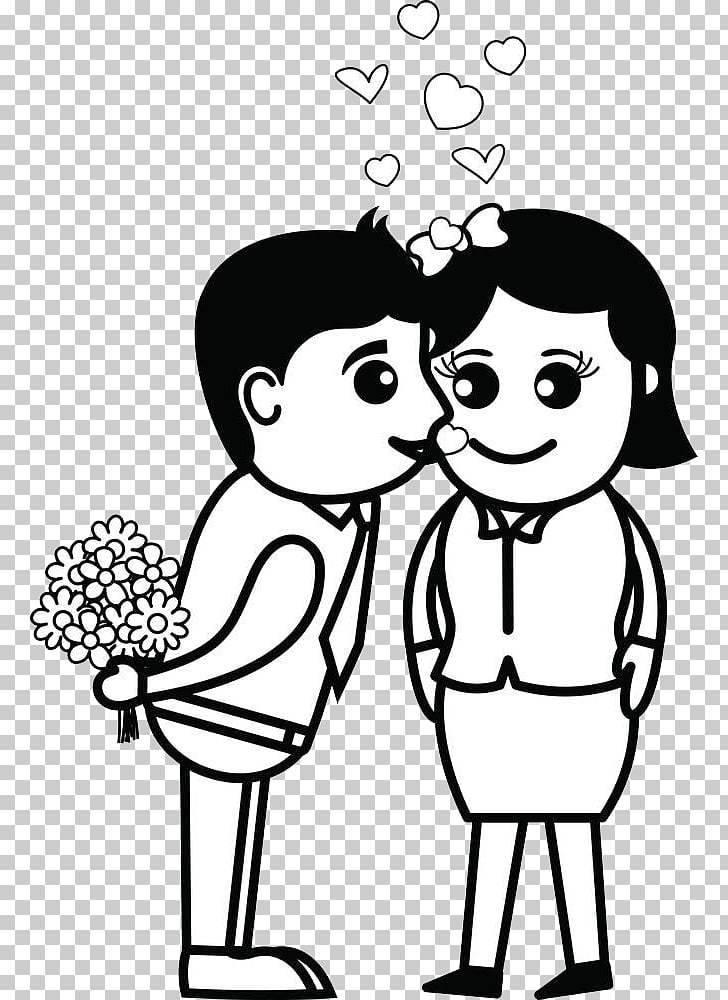 Cartoon Kiss Drawing Intimate relationship, Kissing men and women 