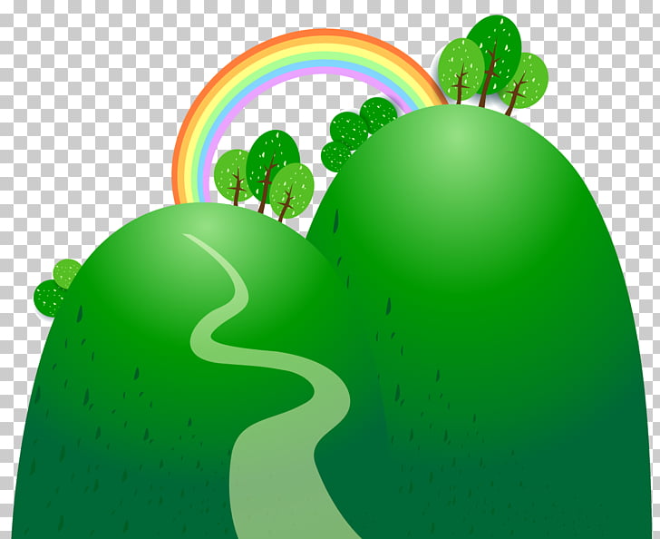 Cartoon, material rainbow hillside PNG clipart | free cliparts 