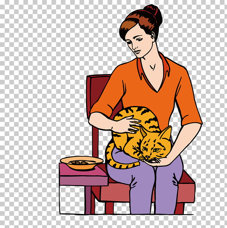 Cats and little girls Lap , Holding beauty kitten PNG clipart 