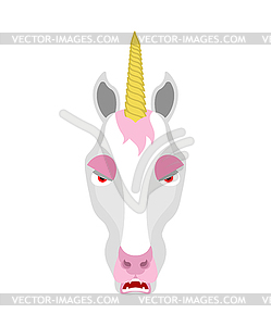 Unicorn angry emoji. Magic horse evil emotions. - vector clipart