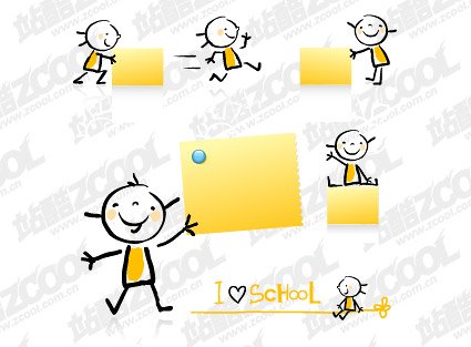 Cute and adorable children with Memo Paper Clip Art