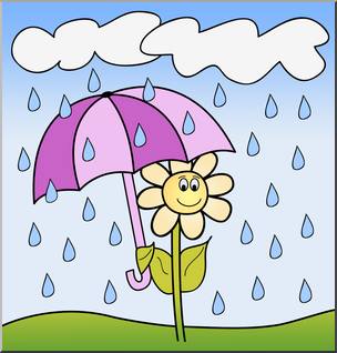Clip Art: Daisy Rainy Day Color I abcteach | abcteach