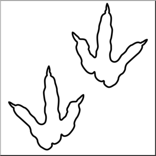 Clip Art: Dinosaur Footprints 01 BW 2 I abcteach | abcteach