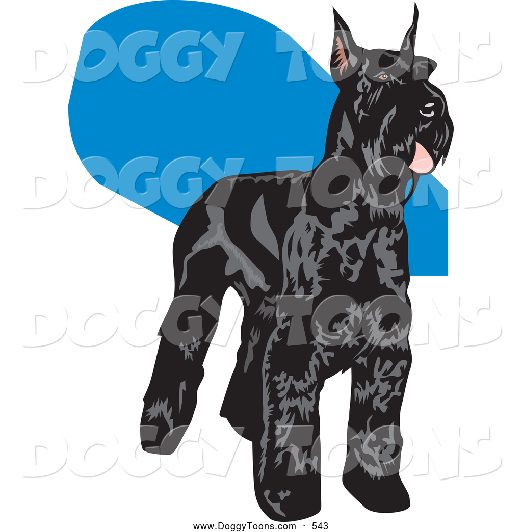 Doggy Clipart of a Happy Black Schnauzer Dog with a Shiny Coat 