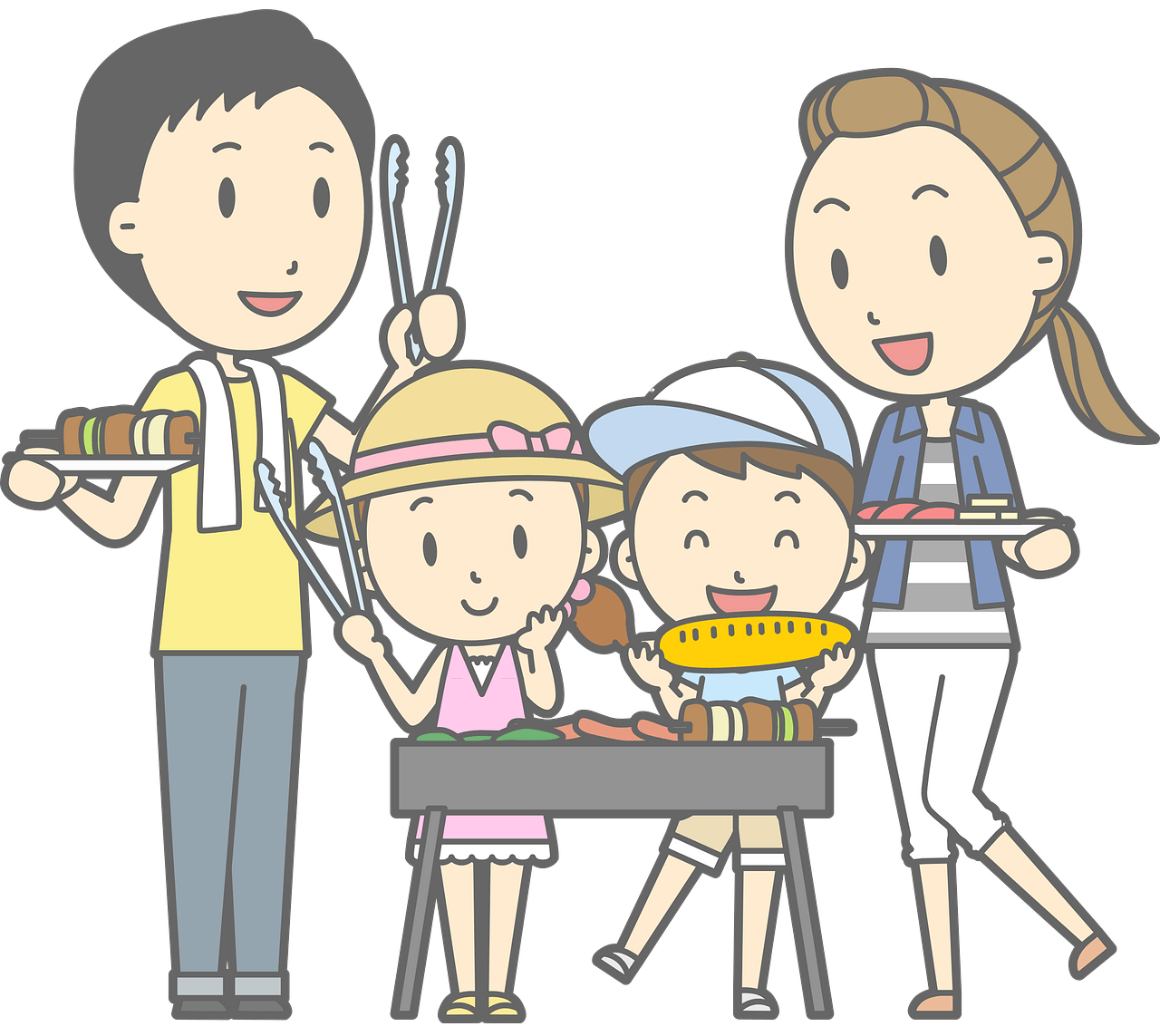 Family barbecue clipart. Free download. 