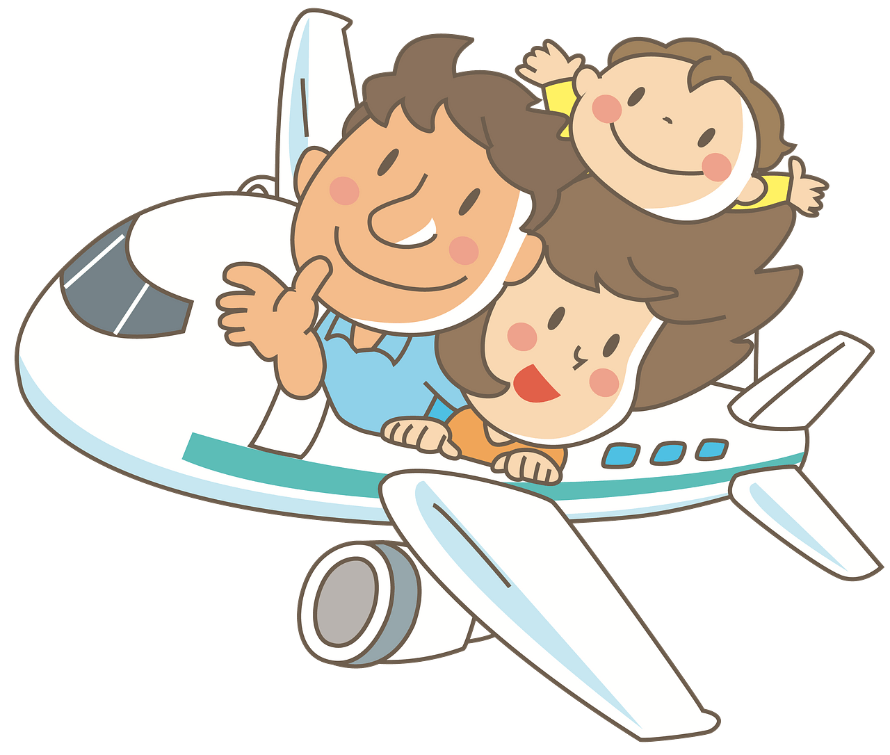 Family in flight clipart. Free download. 