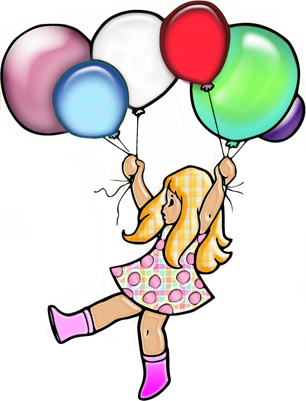 Girl with a balloons clipart. Free download. 