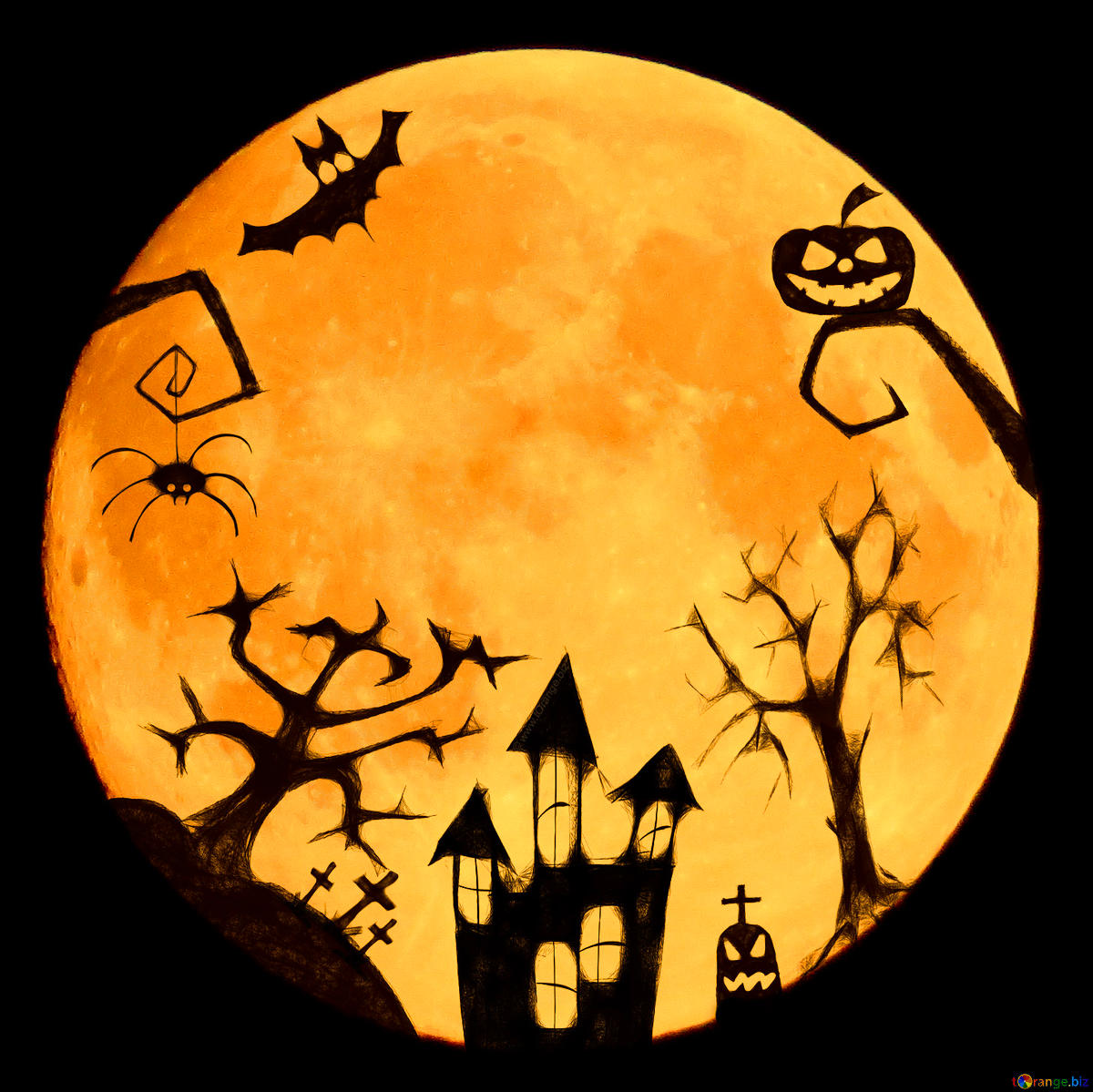 Download free picture Halloween moon clipart on CC-BY License 