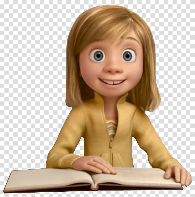 Girl holding book illustration, Inside Out Riley Pixar Film 
