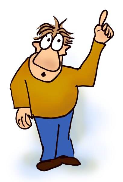 Cartoon Man Pointing Up - Silly Characters Clip Art 