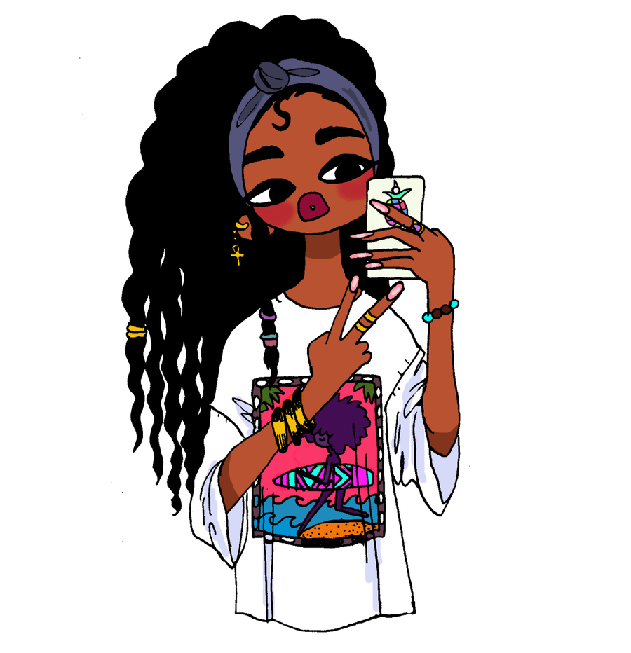 cartoon black girl drawing - Clip Art Library