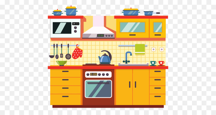 Home Cartoon clipart - Kitchen, Yellow, Line, transparent clip art