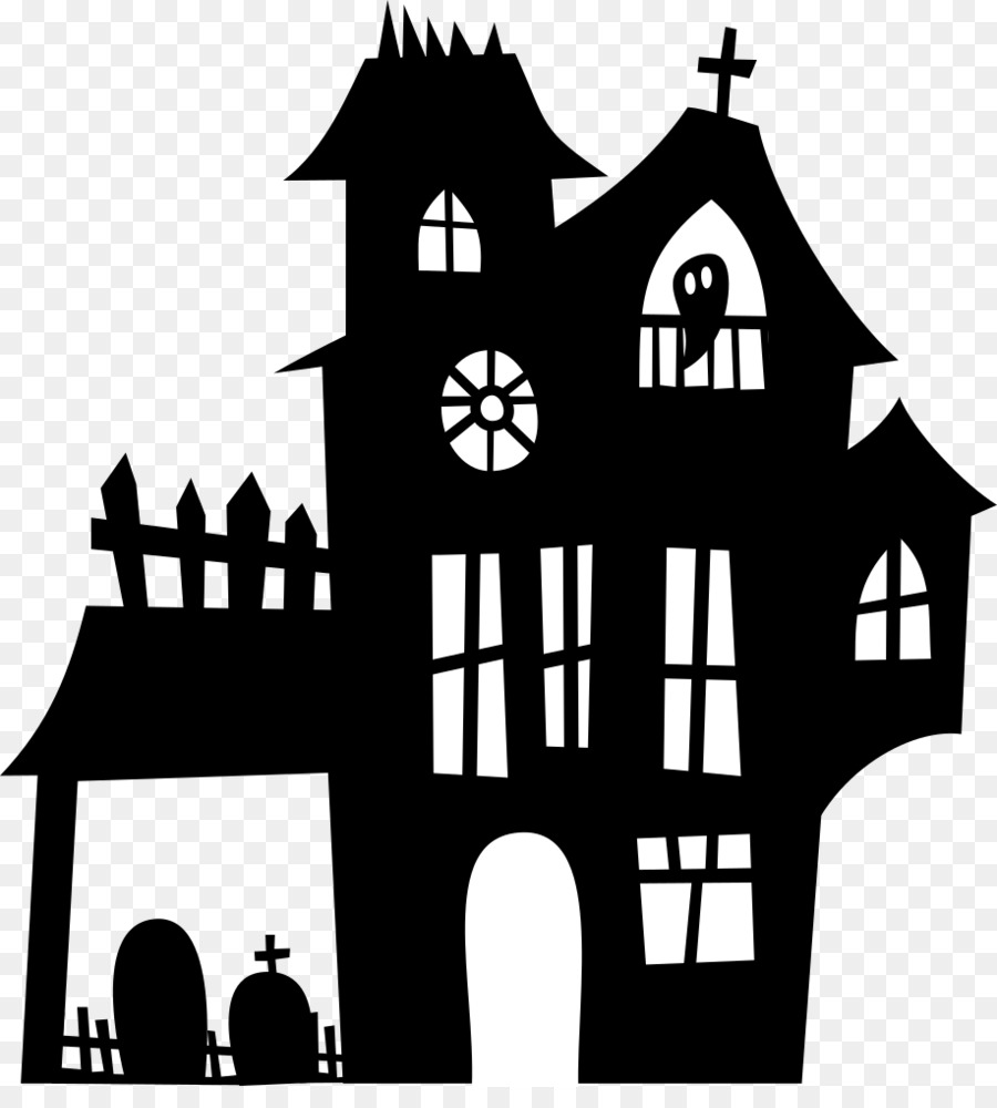 32+ Haunted House Silhouette Halloween Clipart Black And White Pics