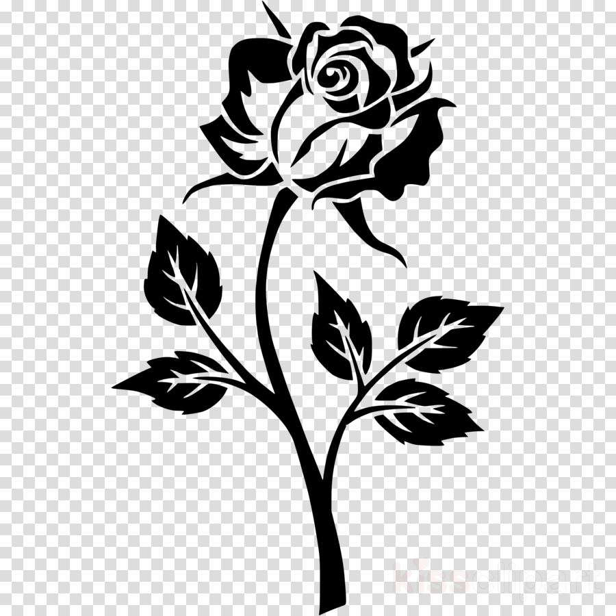 black and white silhouette rose clipart - Clip Art Library.