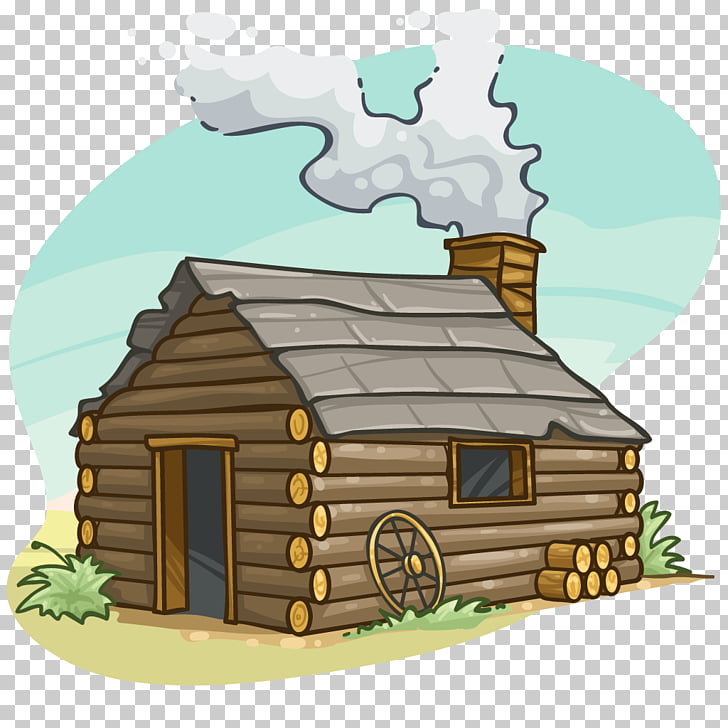 Log cabin Cottage Cartoon , cabin, brown and gray wooden house 