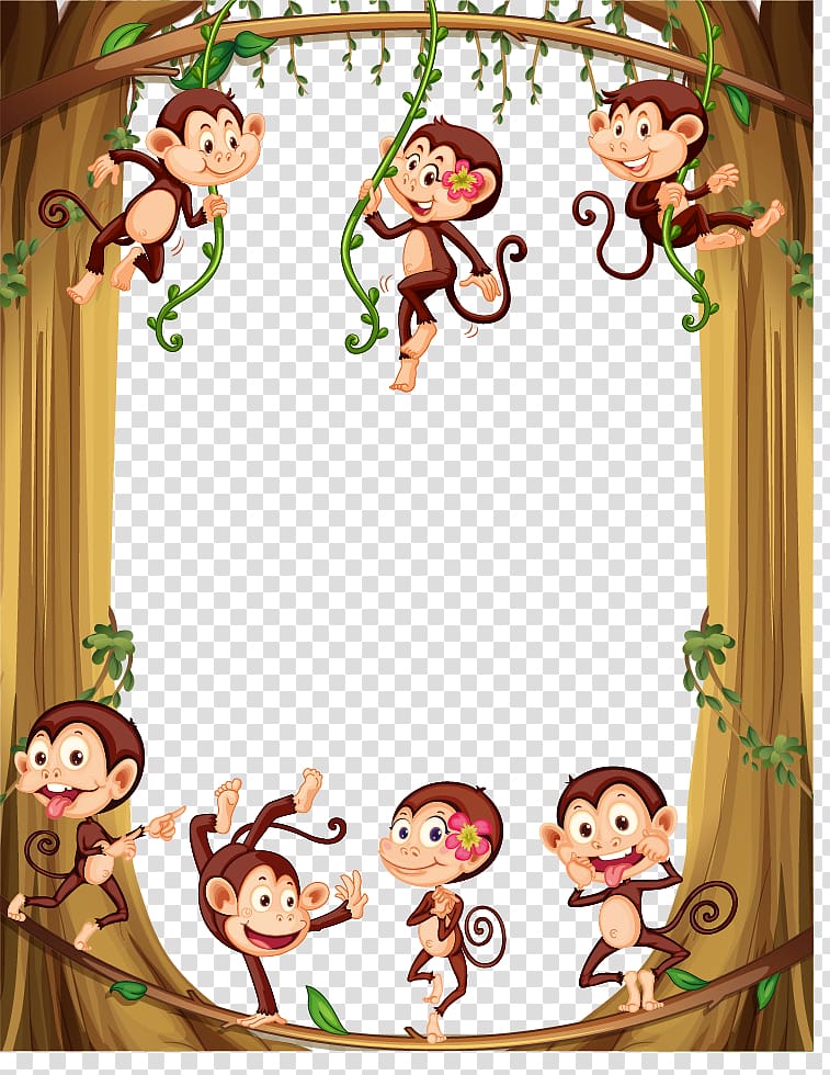 Cute Monkey Border Clip Art