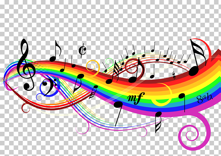 Musical note Singing Choir Part, Rainbow Music notes lines 