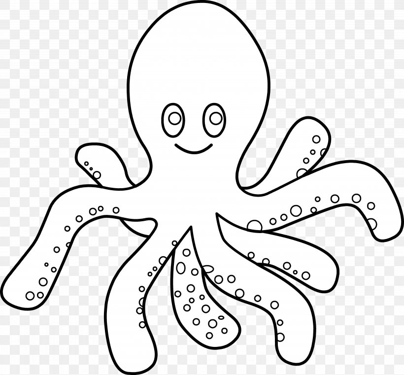 Octopus Black And White Clip Art, PNG, Watercolor 