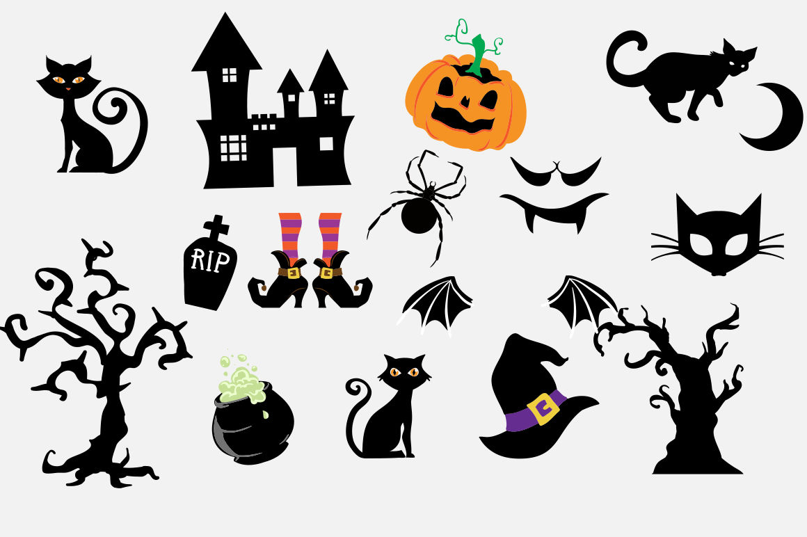 Halloween Clipart Bundle - 82 cliparts + 24 papers By BlackCatsSVG 