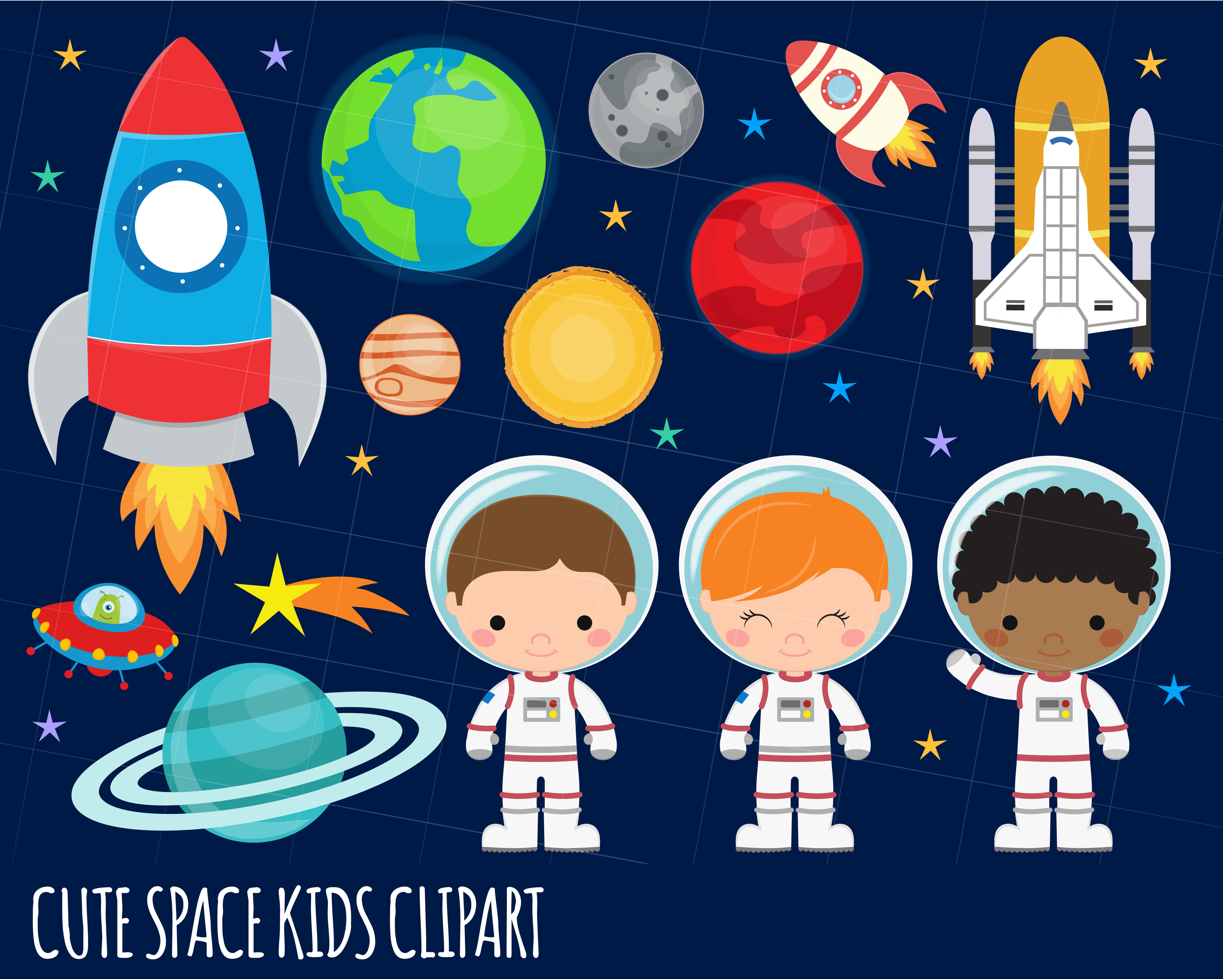 Space Clipart, Astronaut Clipart, Rocket, Outer Space Clipart 