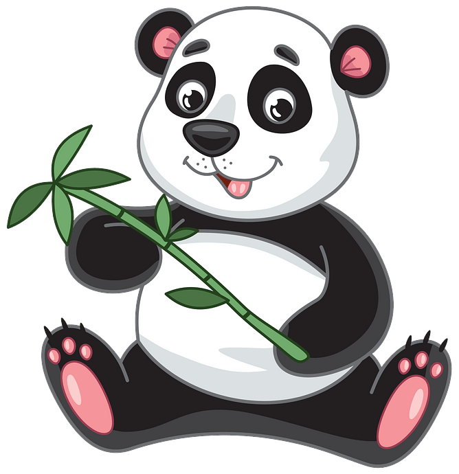 Panda with bamboo clipart. Free download. 