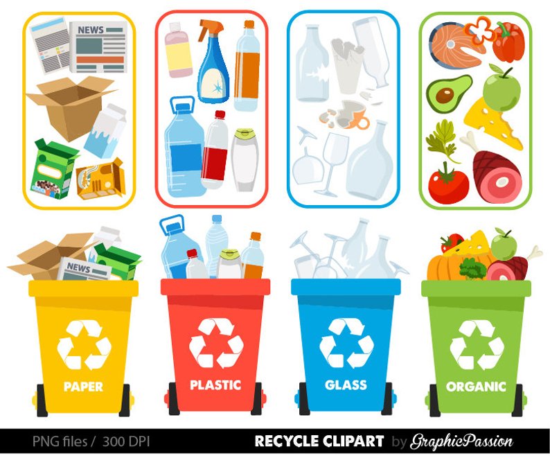 Recycle Clipart Graphics Bin Recycling Guide Etsy Casual Limited 0 