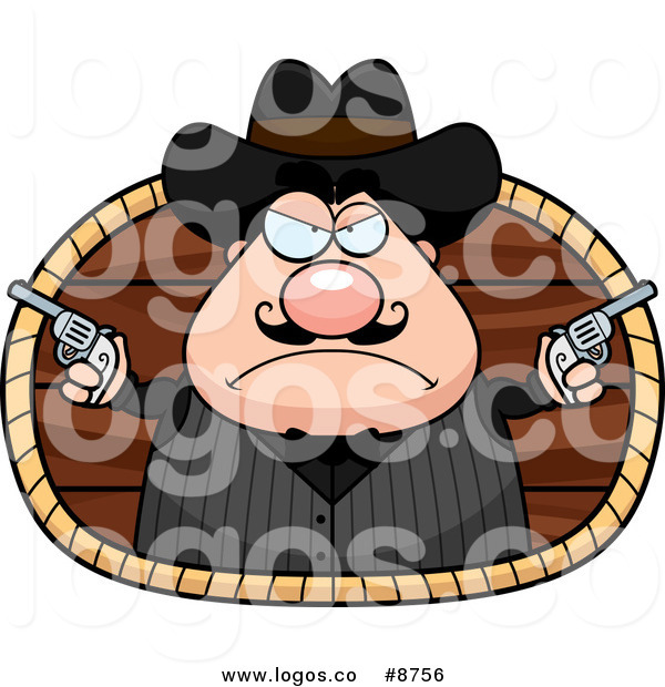 Royalty Free Clip Art Vector Chubby White Male Wild West Cowboy 