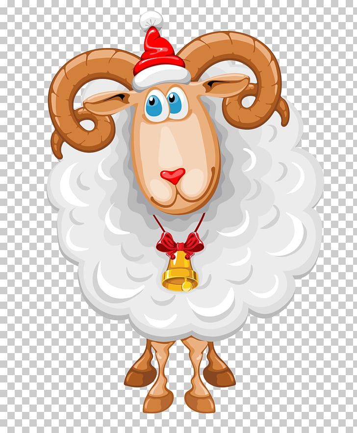 Sheep Christmas Cartoon , sheep wearing Christmas hats PNG clipart 