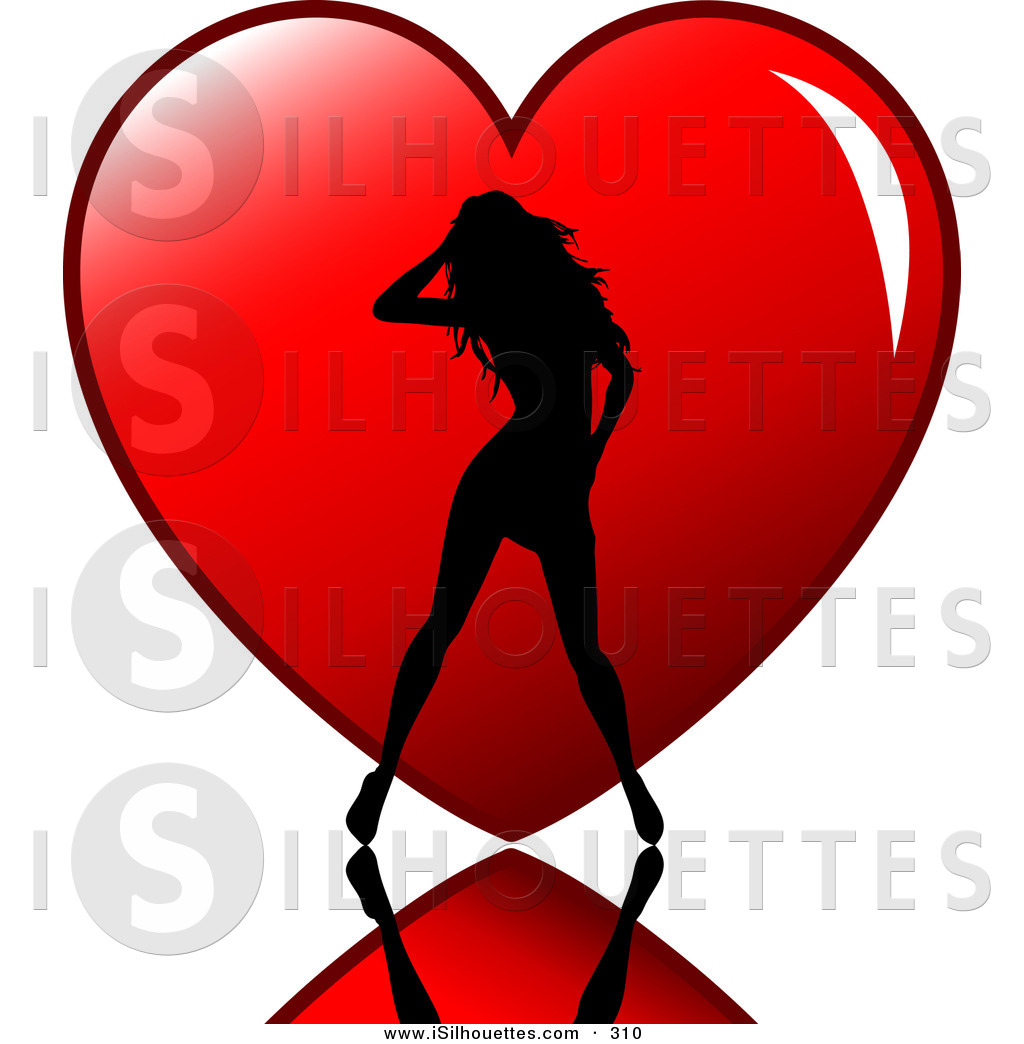 Silhouette Clipart of a Sexy Silhouetted Dancer Woman Standing