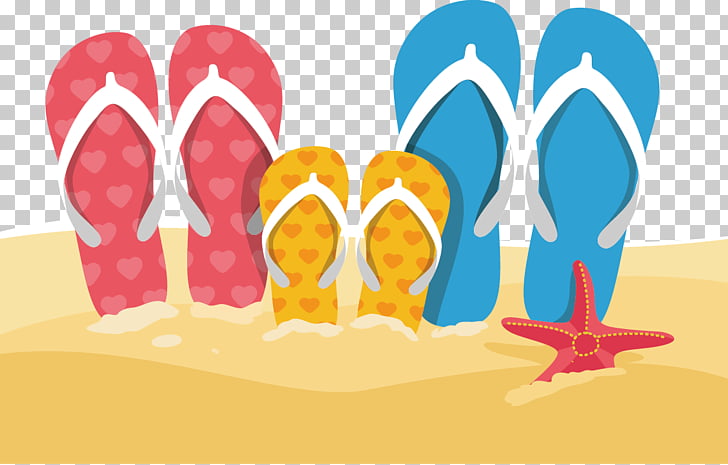 Slipper Beach Flip-flops Sandal, painted on the beach sandals PNG 