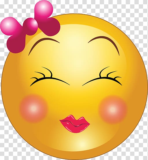 Yellow emoji illustration, Smiley Emoticon Girl , blushing emoji 