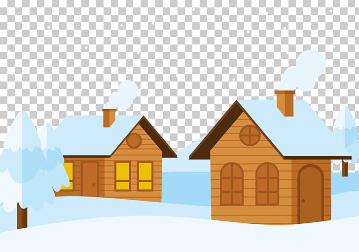 Snow Log cabin Cottage, A cabin in the snow PNG clipart | free 