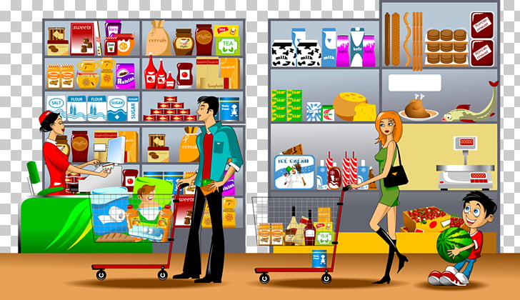 Supermarket Illustration, Supermarket checkout line PNG clipart 