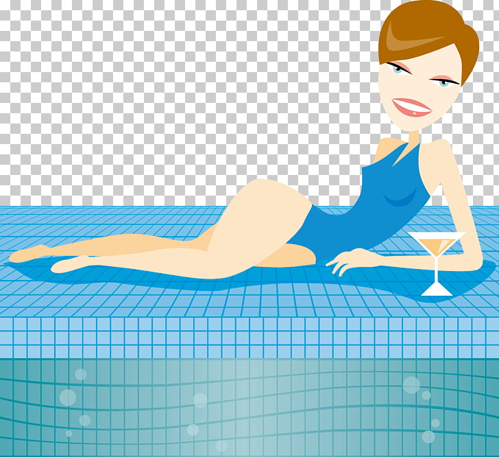 Swimming pool Cartoon Swimsuit Illustration, The poolside fashion 