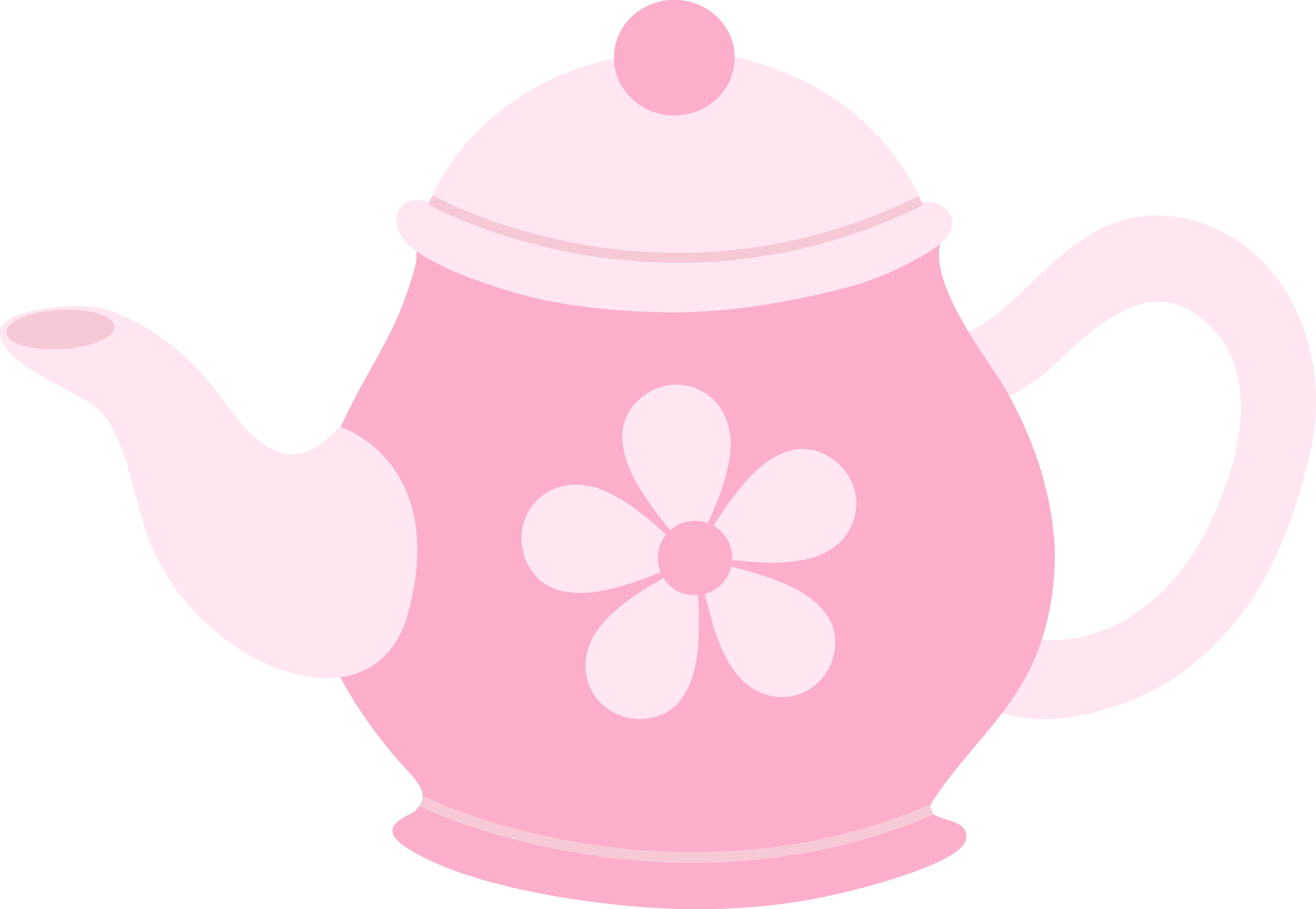 Pink Teapot With Flower - Free Clip Art