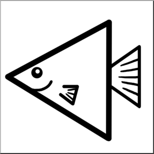 Clip Art: Basic Shapes: FIsh: Trianglefish BW I abcteach 