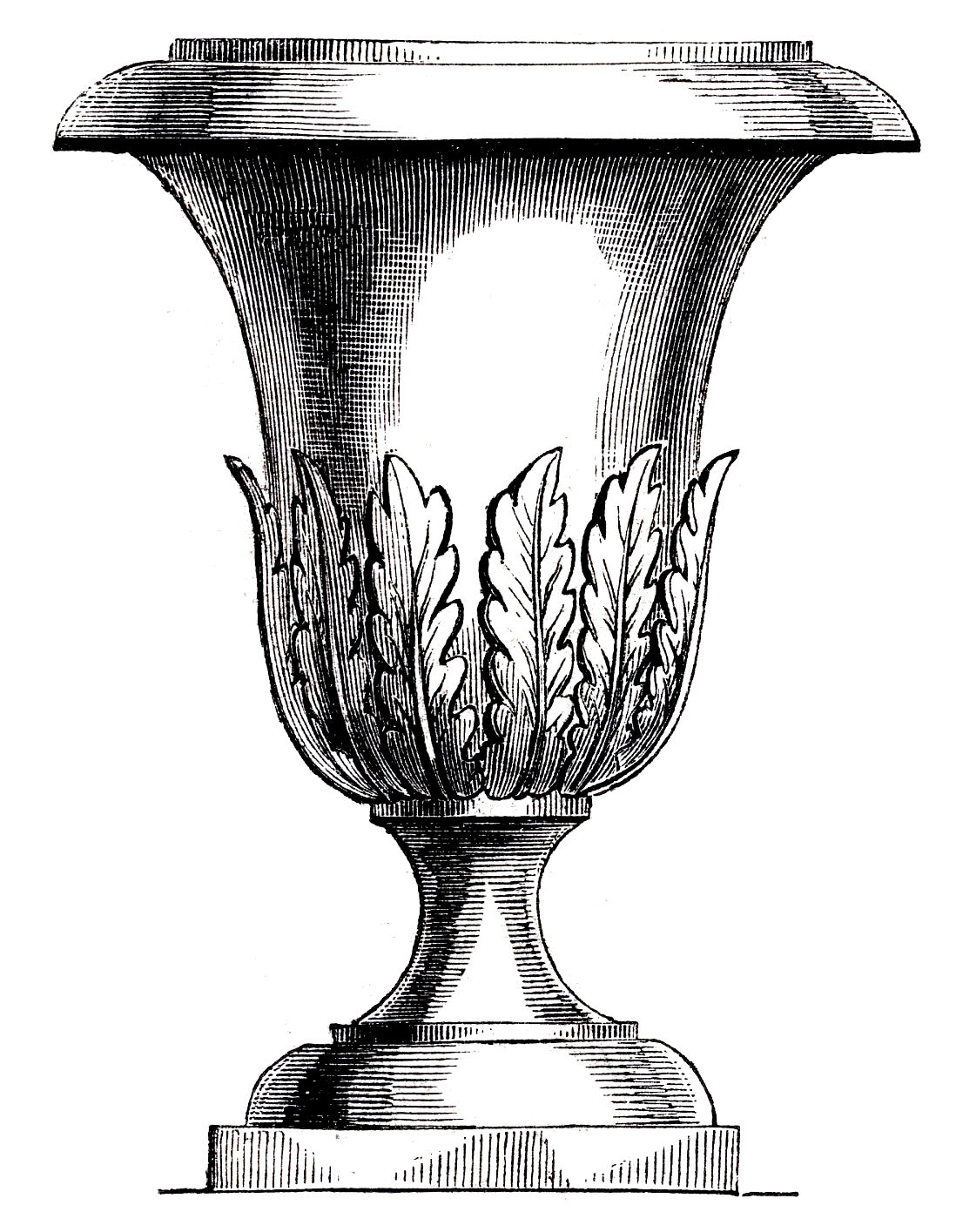 Free Vintage Clip Art - Lovely Garden Urns - The Graphics Fairy