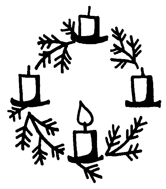 Black and white advent wreath clipart