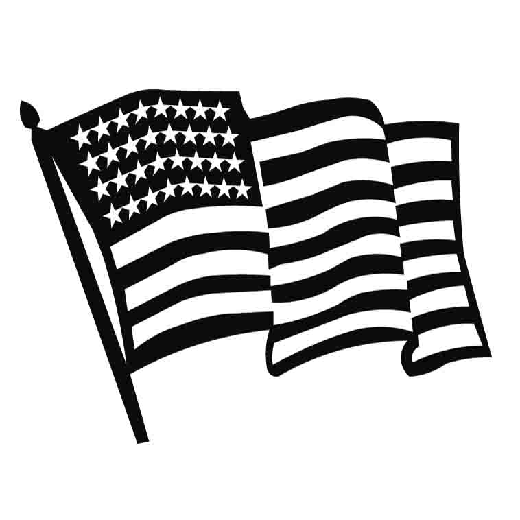 American flag clipart black and white free 3