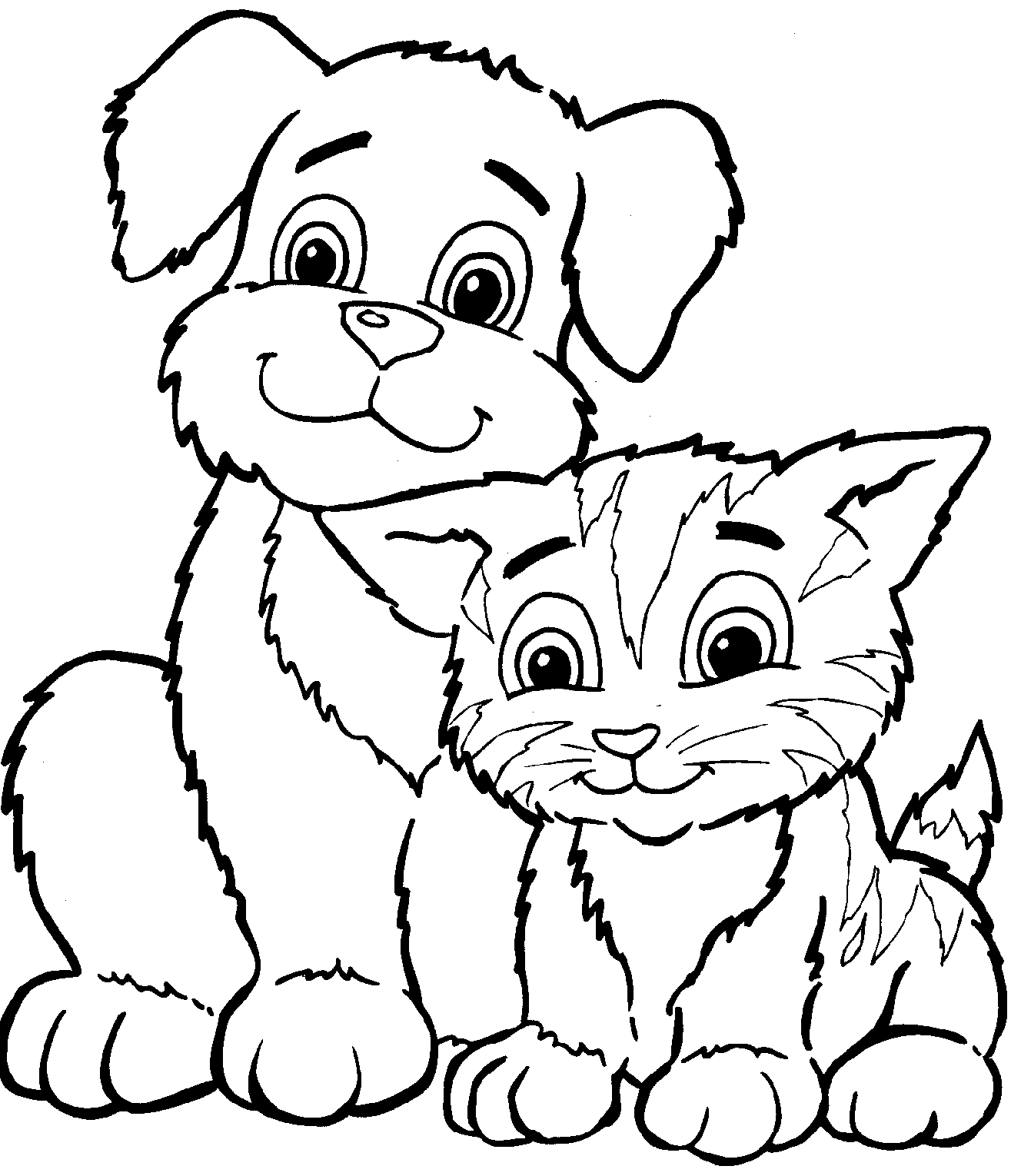 Black and White Cats and Dogs Clipart