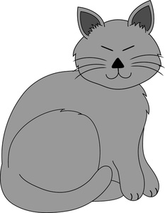 Cartoon Cat Clipart Image Sleepy Gray Cat